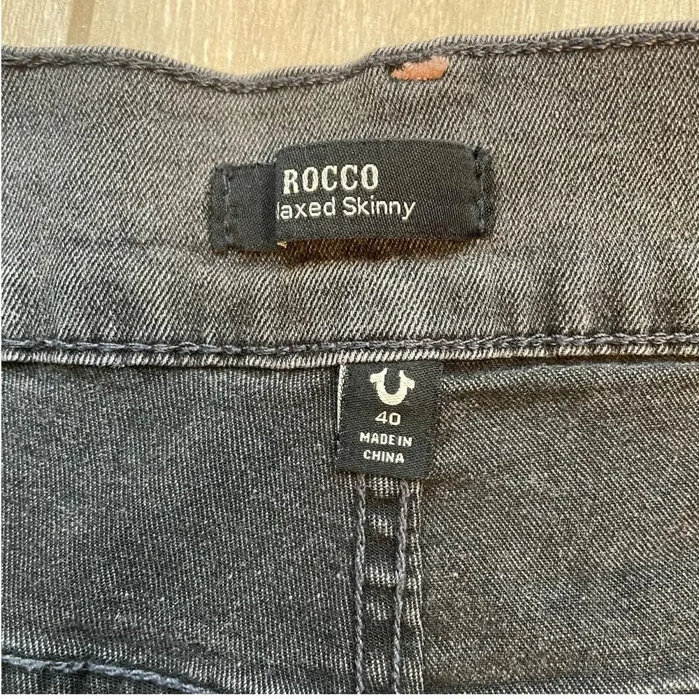 True Religion Rocco Relaxed Skinny Jeans 40x31 Gray Stretch Designer Denim